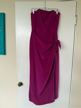 Ellen Tracy Strapless Side-Tie Gown in Magenta